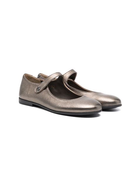 Pèpè Metallic Leather Ballerina Shoes Farfetch