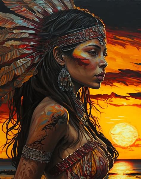 Native American Female Warrior Tattoo