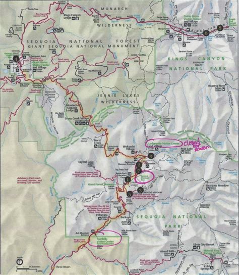 Tourist Map Of Sequoia National Park