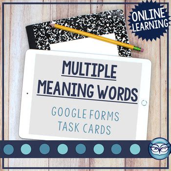 Multiple Meaning Words Task Cards Google Forms Distance Learning