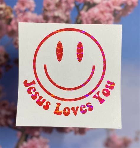 Jesus Loves You Smiley Face Vinyl Decal Etsy