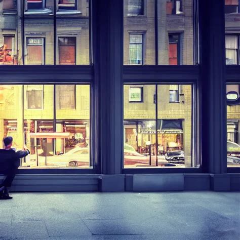 A Business Man Sitting By The Window A Car Parking A Stable