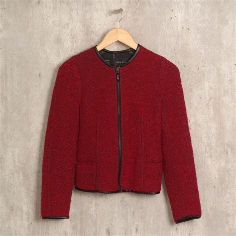 Casaqueto Tweed Vermelho Zara Casaco Feminino Zara Usado