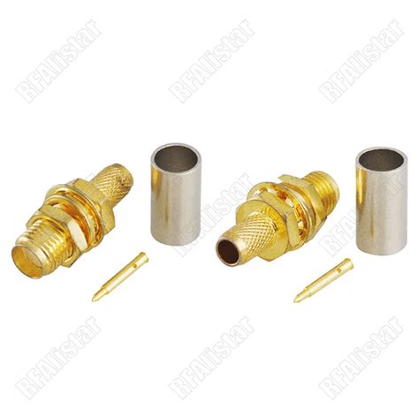 10 Pieces RP SMA Female Jack Crimp Bulkhead Nut RF Connector For LMR200