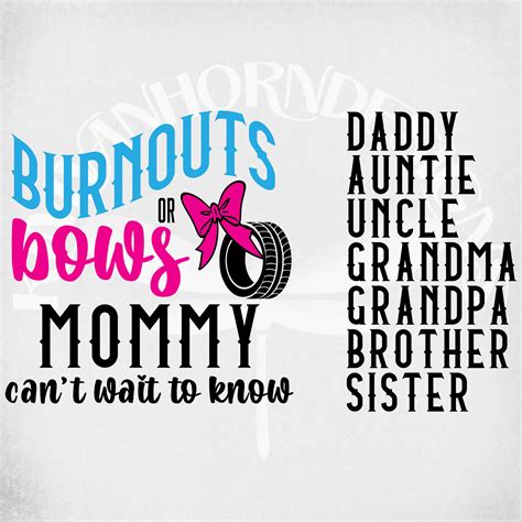 Burnouts Or Bows We Can T Wait To Know Gender Reveal Svg Etsy Australia