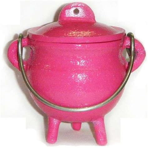 Pink Cast Iron Mini Cauldron With Lid 3 5 Inch Ritual Incense