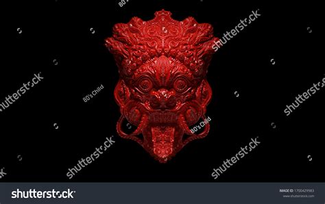 Red Sacred Bali Barong King Spirits Stock Illustration 1700429983