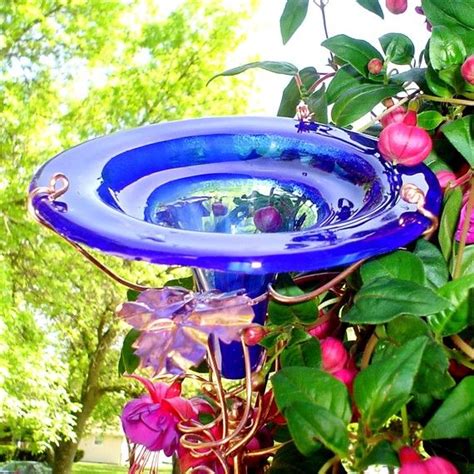 Cobalt Blue And Copper Stained Glass Hummingbird Feeder Etsy Humming Bird Feeders Glass