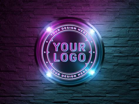 Premium Psd Neon Light Logo Mockup