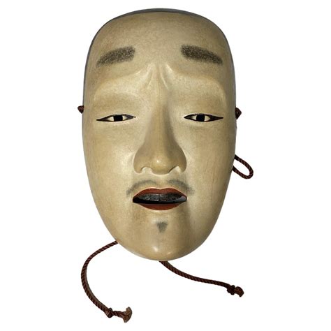 Japanese Signed Hand Carved Wood Noh Theatre Mask Of Doji Early Showa