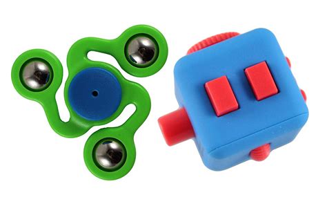 Set Of 2 Fidgets Fidget Cube And Spinner Square 6 Sided Fidget Toy