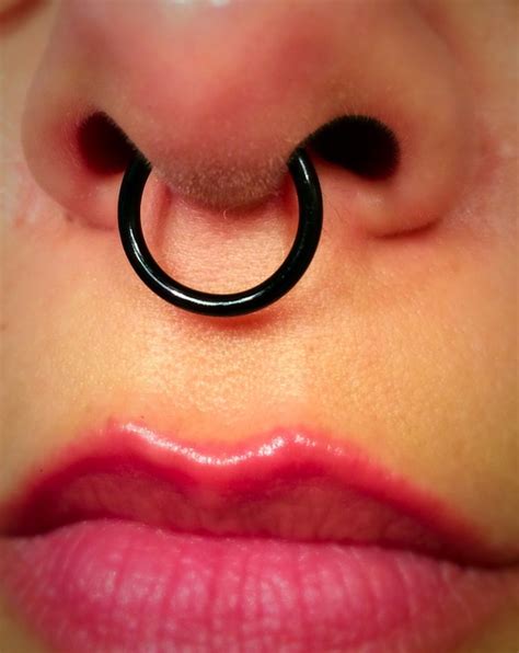 Items similar to Large Black 14 Gauge Thick Septum Ring / 14g Fake Piercing / Silver Wire Nose ...