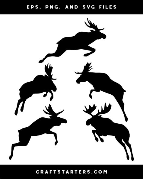 Jumping Moose Silhouette Clip Art