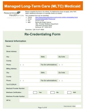 Fillable Online Managed Long Term Care Mltc Medicaid Fax Email Print