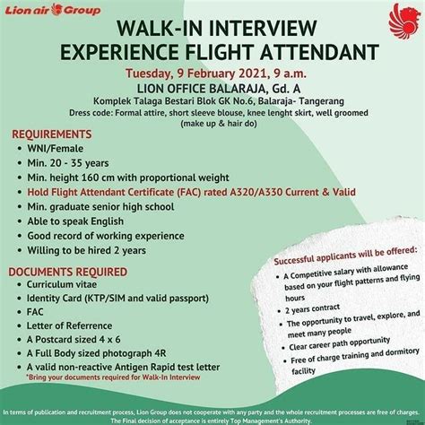 Lion Air Group Experience Flight Attendant Walk In Interview February