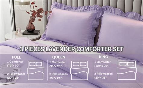 Andency Lavender Ruffle Comforter Queen 90x90inch 3