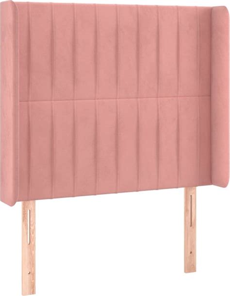 VidaXL Hoofdbord Met Randen 93x16x118 128 Cm Fluweel Roze