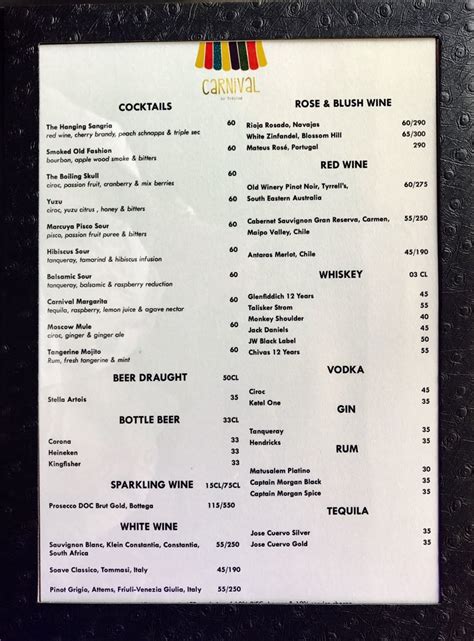 Carnival By Tresind Difc Financial Center Dubai Restaurant Menu And