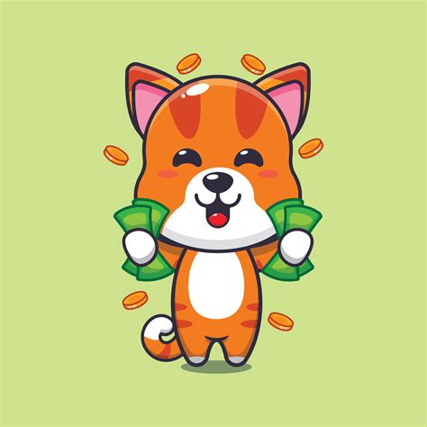 cat holding money cartoon vector illustration. 24249775 Vector Art at ...