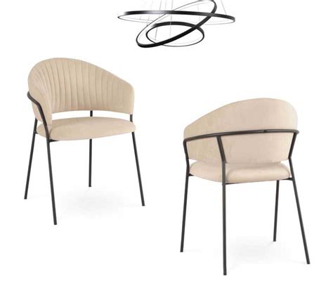 Lot De Chaises Noelle Velours Beige Pied Noir