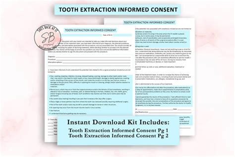 Tooth Extraction Consent Form Shesbackatit Printable Spa Salon And