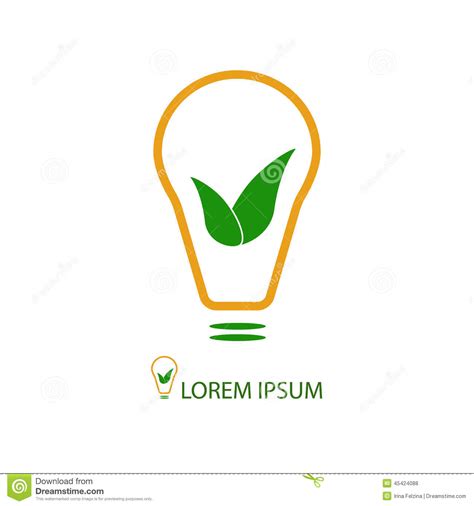 Bulb With Green Leaves As Eco Energy Sign Stock Vector Illustration