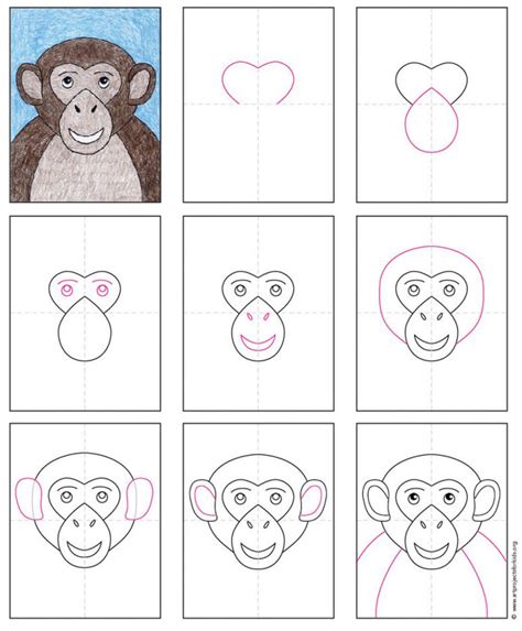 How To Draw A Monkey Cartoon Face Printable Step By Step Drawing Sheet ...