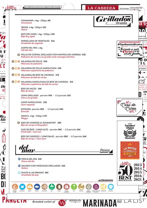 Carte Et Menus La Cabrera Barcelona Barcelone Thefork