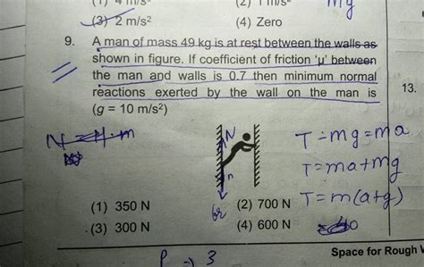 A Man Of Mass Kg Is At Rest Between The Walls As Shown In Figure If C