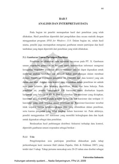 BAB 5 ANALISIS DAN INTERPRETASI DATA