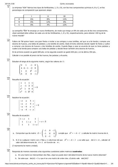 Solution Ejercicios Lgebra Y Geometr A Para Entregar Studypool