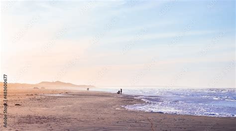 Seascape Of North Sea Beach At Blokhus During The Sunset Of Pastel