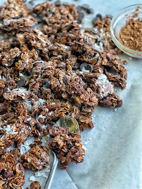 Naturally Sweetened Chocolate Coconut Granola Sweet Savory And Steph