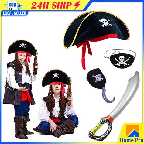 Pirate Costume Captain Hook Jack Sparrow Pirate Hat Halloween Costume ...