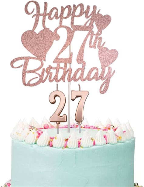 Rose Gold 27th Birthday Cake Topper and Candles - Sri Lanka | Ubuy