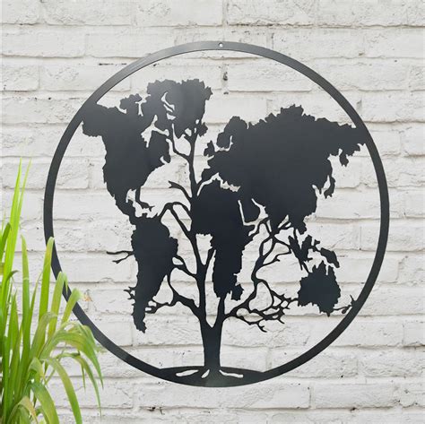 World Map Tree Of Life Metal Wall Art Rh Metal Concepts