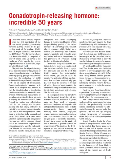 PDF Gonadotropin Releasing Hormone GnRH An Incredible Fifty Years