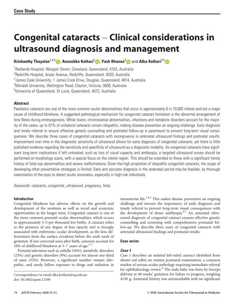 PDF Congenital Cataracts Clinical Considerations In Ultrasound