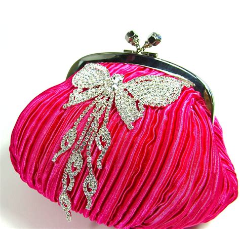 Hot Pink Wedding Purse Evening Clutch Bridal Bag