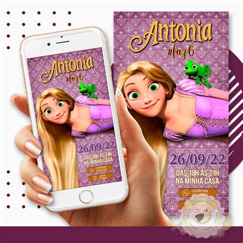 Convite Rapunzel Enrolados Interativo Elo7 Produtos Especiais