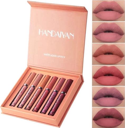 Set Van 6 X Matte Lip Gloss Nude Lipgloss Matte Set Waterproof