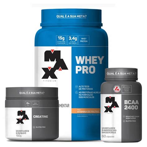 Kit Whey Pro G Vit Fruta Creatina G Bcaa C Ps Max