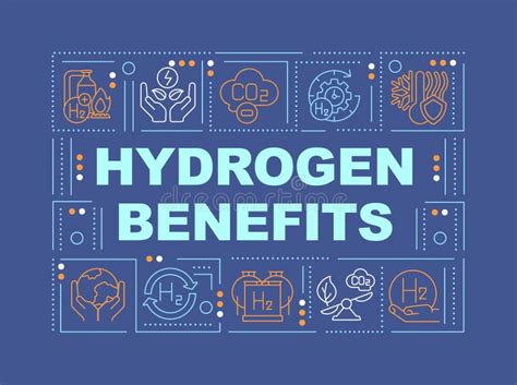 Hydrogen Benefits Word Concepts Dark Blue Banner Stock Illustration ...