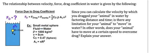 Solved The Relationship Between Velocity Force Drag