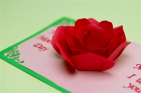 Rose Flower Pop Up Card Template - Creative Pop Up Cards