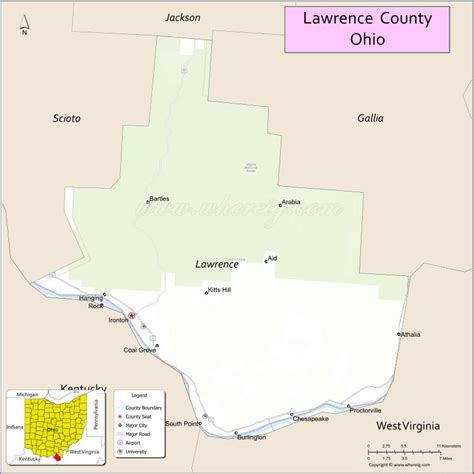 Map Of Lawrence County Ohio Where Is Located Cities Population