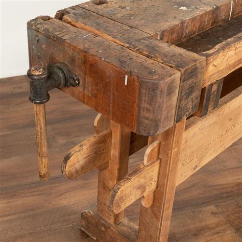 Antique Work Table Old Carpenters Workbench Rustic Console Table At