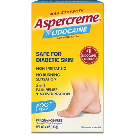 Aspercreme Lidocaine Foot Pain Relief Odor Free Cr Me Oz Frys