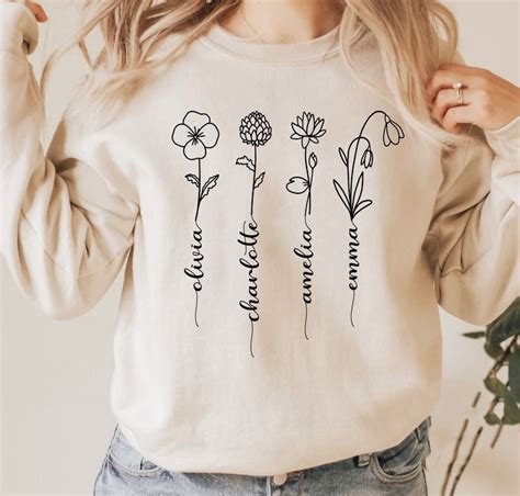 Custom Birth Month Birth Flower Sweatshirt Mother S Day Gift Flower