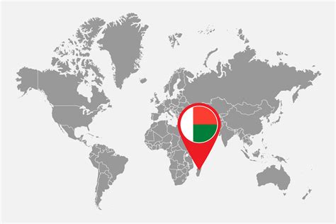 Speldkaart Met De Vlag Van Madagaskar Op De Wereldkaart